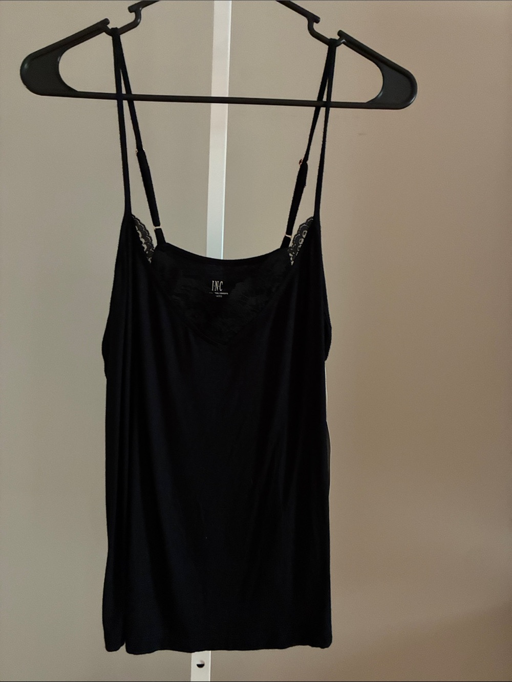 INC International Concepts Black Lace-Trim Slip Cami